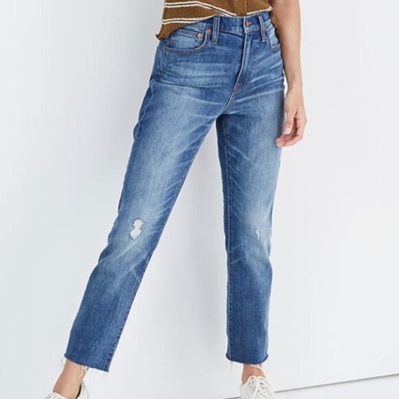 Madewell Denim - Madewell - High Rise, Slim Crop Boy Jean - Raw Hem Edition in Medium Wash, 27